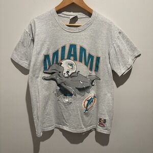 Vintage 1993 Miami Dolphins Breakthrough 90s T-Shirt Nutmeg Mills Men's Size L